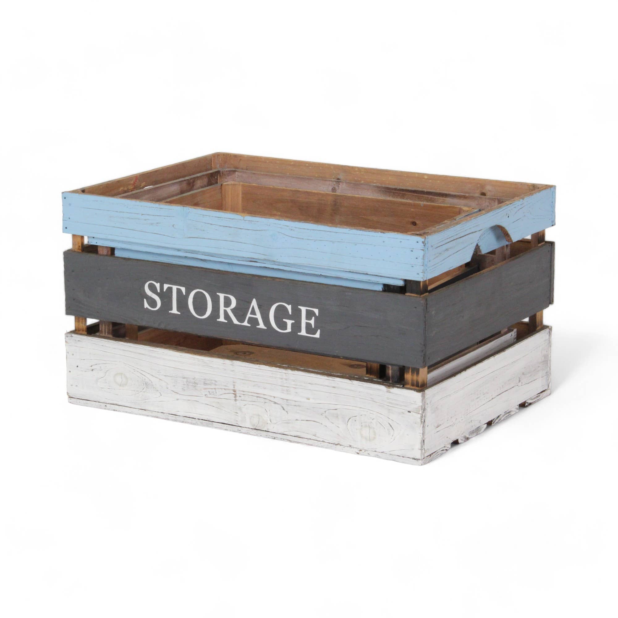 Cheungs Home Decor - Wholesale Storage Bin - Set of 3 Slatted Wood "Storage" Crates3