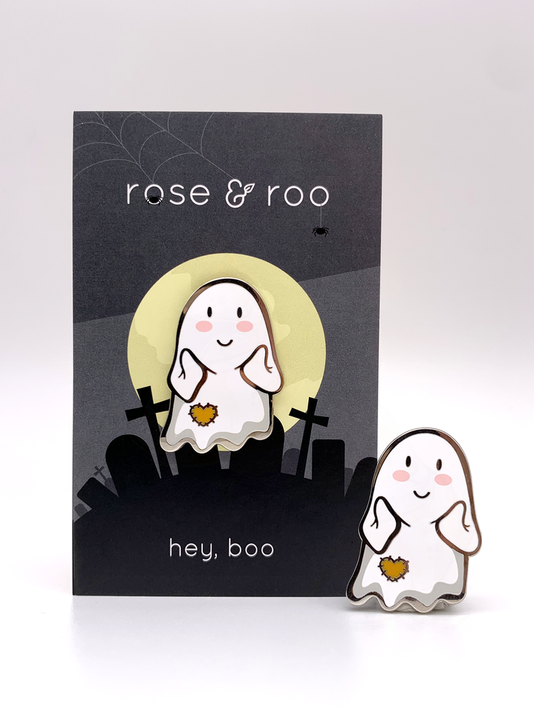 rose & roo - Wholesale Lapel Pin/Button - Hey, Boo Enamel Pin1