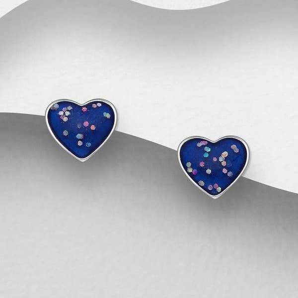 Xantara Jewellery – wholesale Solitärörhängen – Barn/ ung vuxen emalj hjärta Glitter Tryck tillbaka örhängen