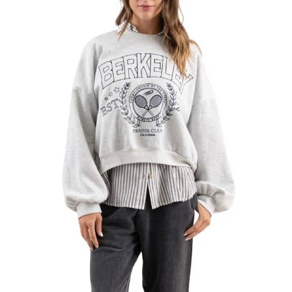 Tennis Club Embroidered Long Sleeve Knit Top for wholesale by Blue Bunny Inc