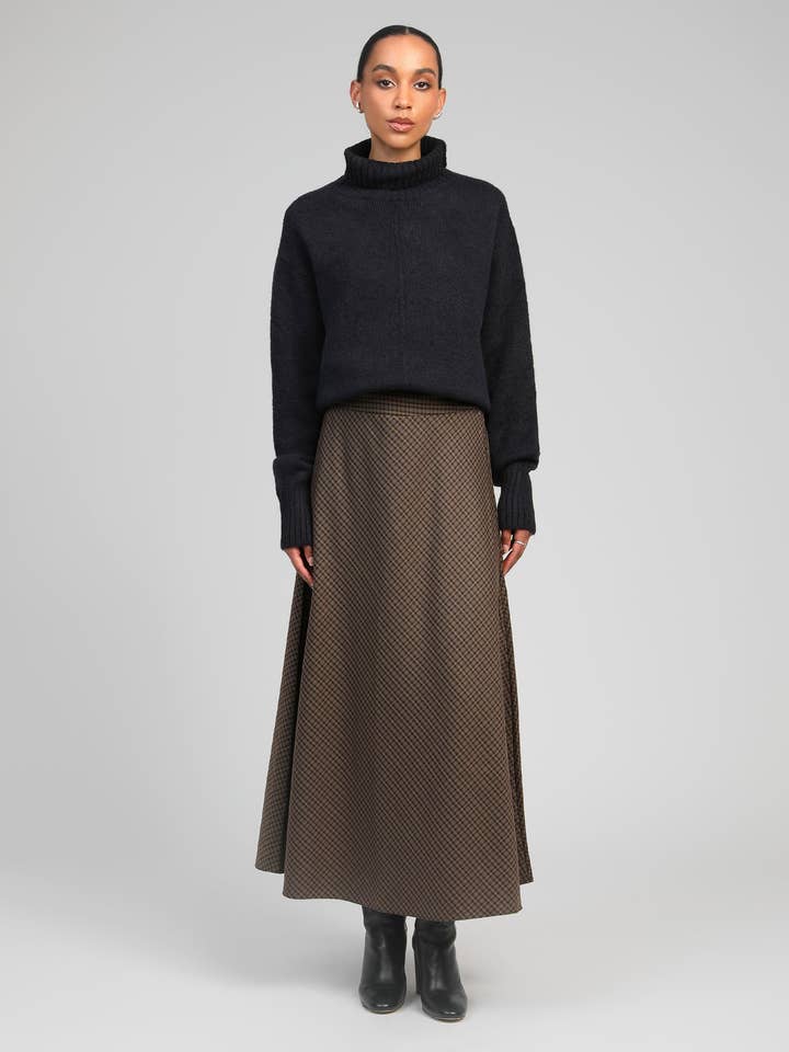 SAIA MIDI JALINE castanha por atacado de An'ge