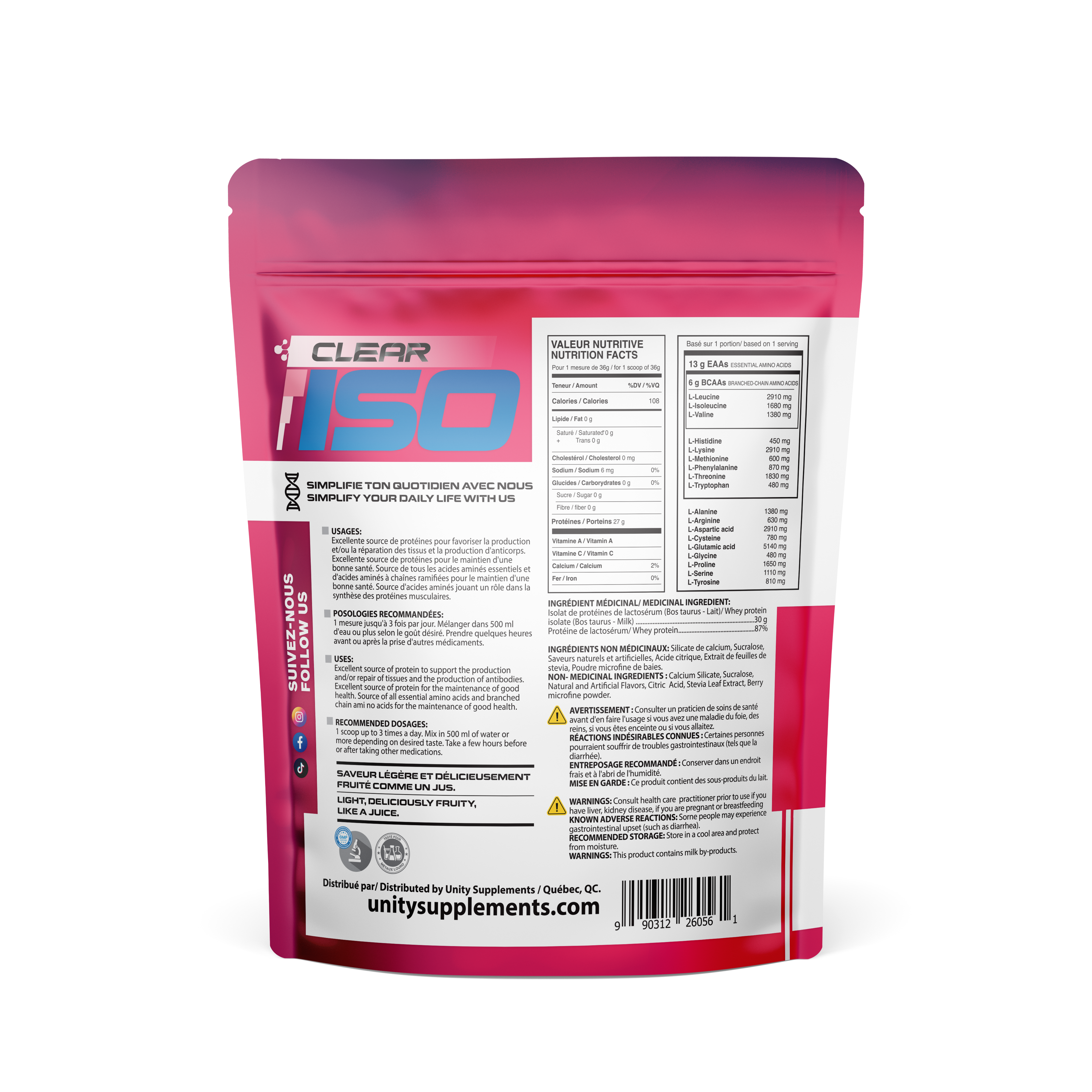 Unity Supplements – wholesale Protein/superfood powder – Juice Protein - Raspberry Lemonade 410g1