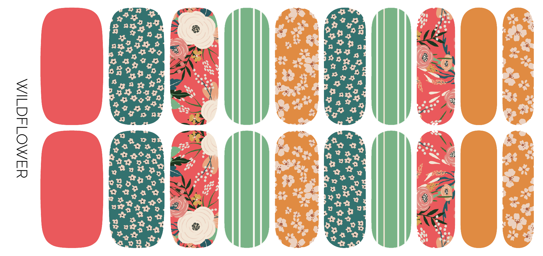 Ivy & Ash - Wholesale Nail Art/Decal - Wildflower | Colorful Summer Florals Nail Wrap Set2