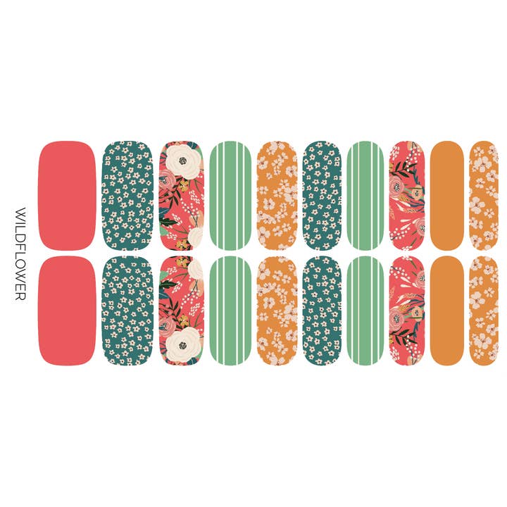 Ivy & Ash - Wholesale Nail Art/Decal - Wildflower | Colorful Summer Florals Nail Wrap Set2