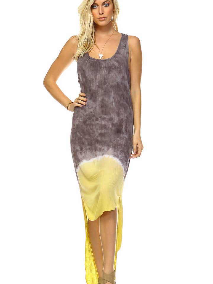Vestido regata Breezy Crystal Dip-dye Hi-low Racerback por atacado de Urban X Apparel