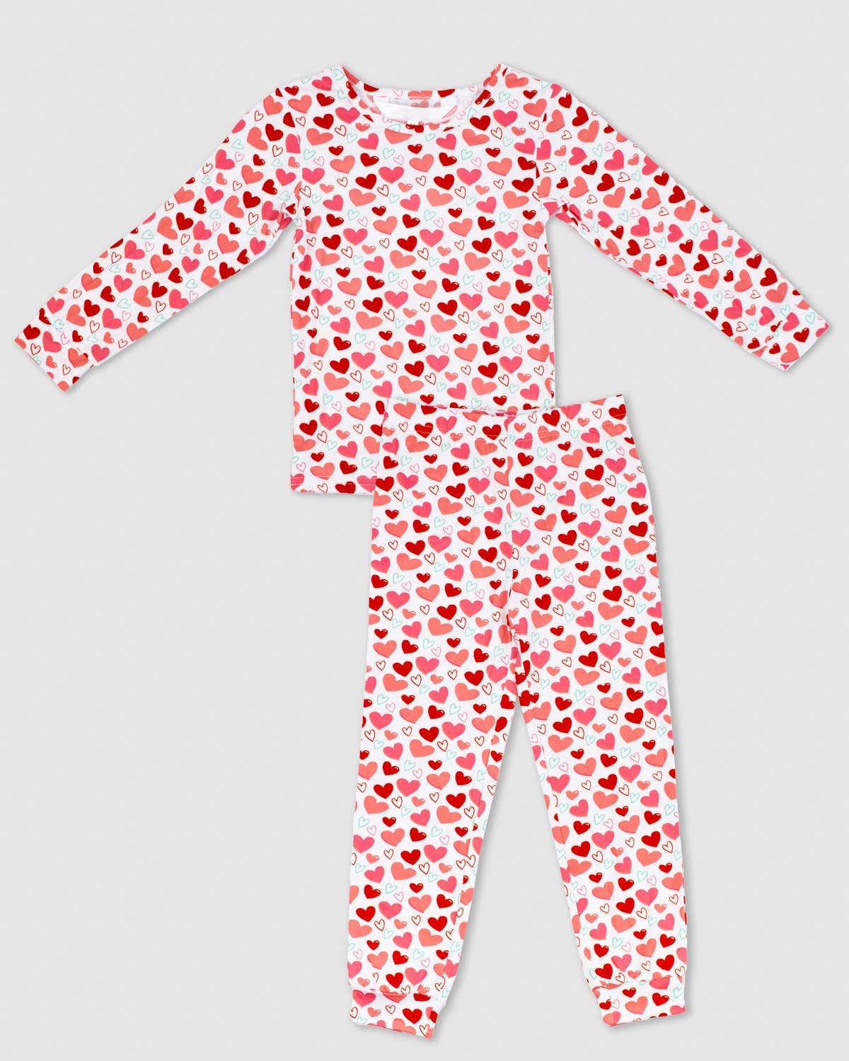 The Royal Standard - Vente Haut et bas de pyjama – enfant - Pyjama à manches longues pour enfants "All You Need is Love" Blanc/Rose/Rouge Lot de 2 - Assortiment.3