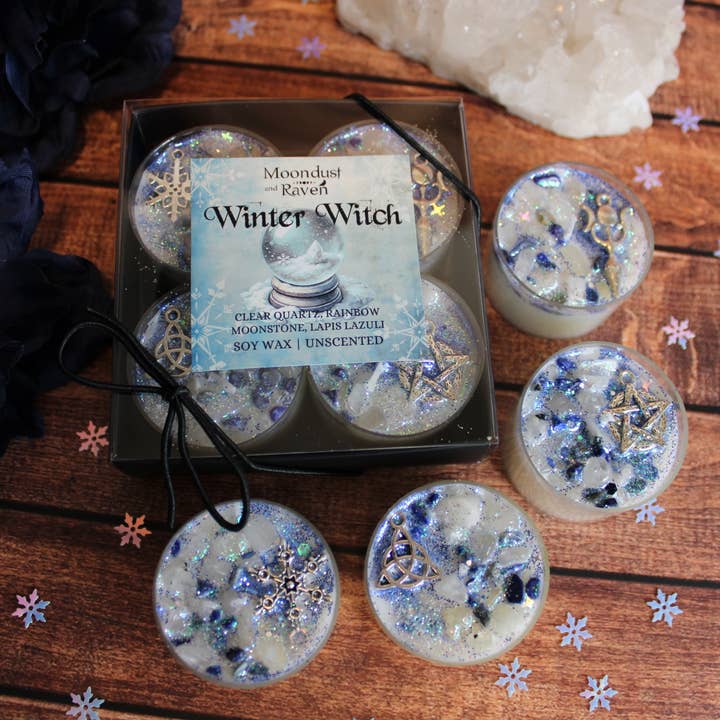 Moondust and Raven - Wholesale Tea light candles - Winter Witch Tealight Crystal Candles, Yule, Winter Solstice7