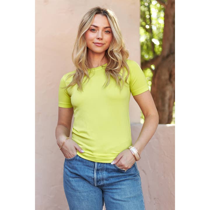 Popular 21 - Wholesale Knit Top - Women's - Seamless Crew Neck Short Sleeve Casual Top8