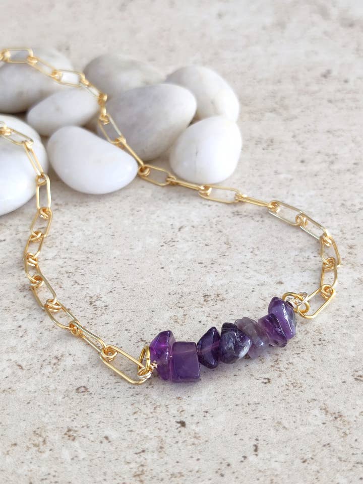 Halsband med ametistkristall, ametisthalsband för kvinnor för wholesale av LegrosJewelry