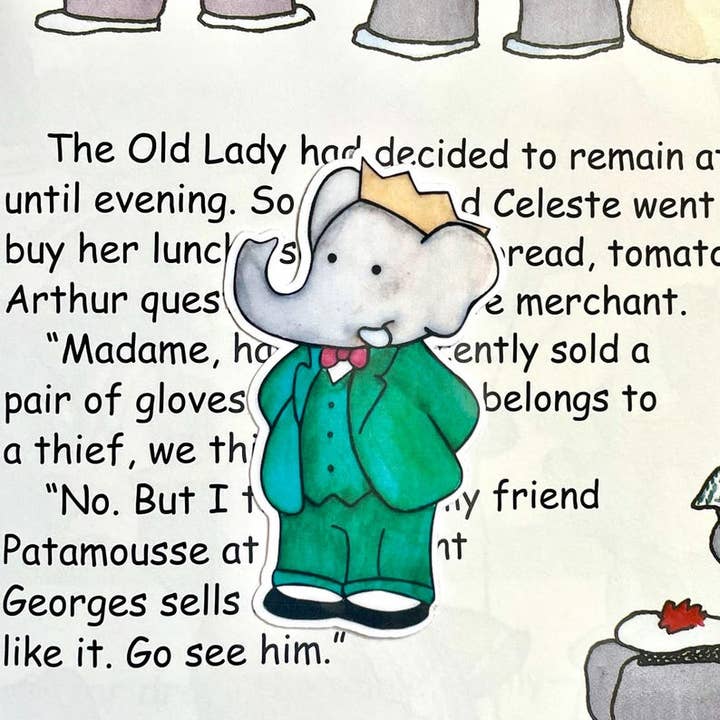 Babar the Elephant Sticker | Elephant Vinyl Sticker | Classic Children’s Book Character | Waterproof Laptop Sticker | Animal Lover Gift for wholesale by littlevintagetale