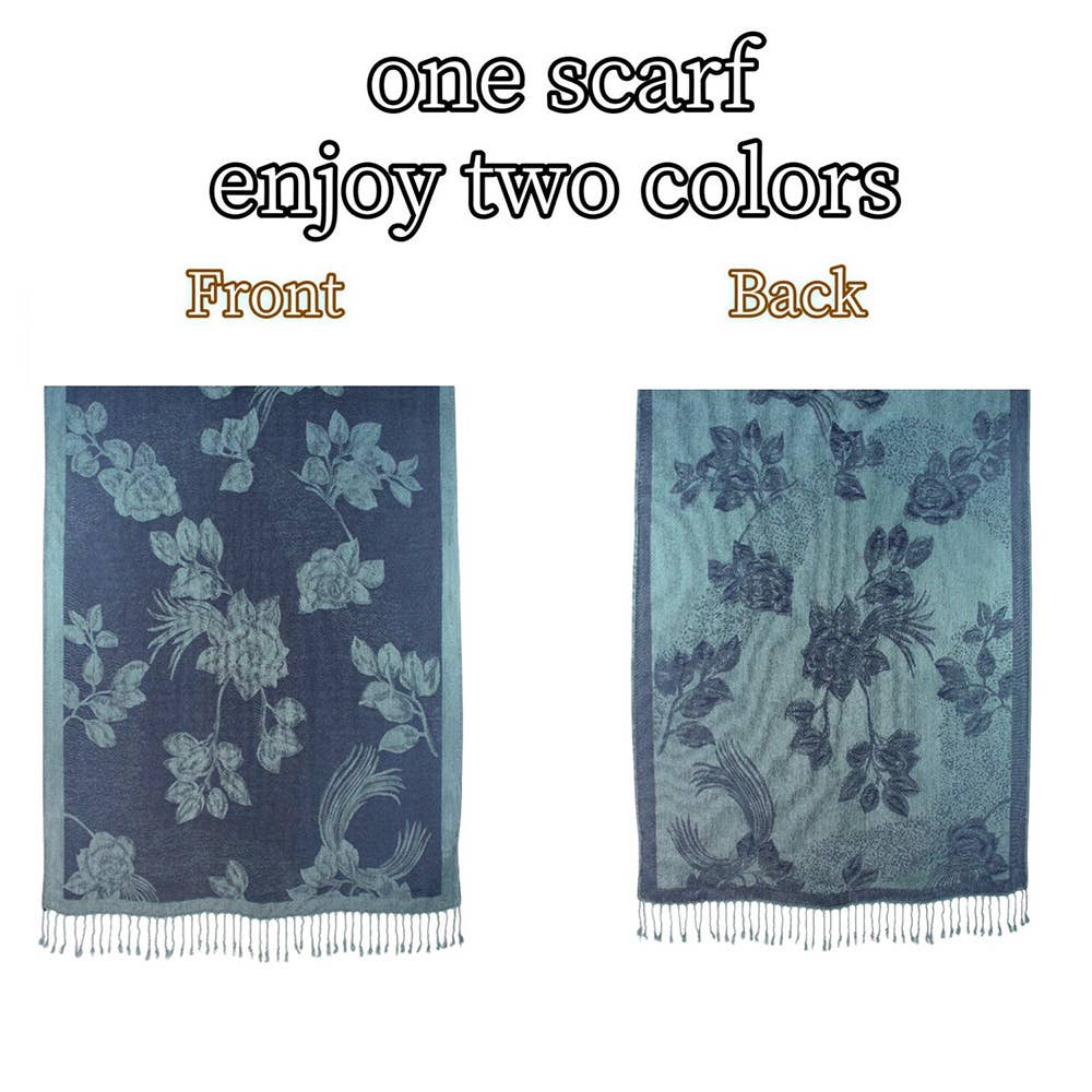 Sensibling Corp. – wholesale Scarf – Women's – Rose Floral Pashmina Reversible Scarf Shawl36