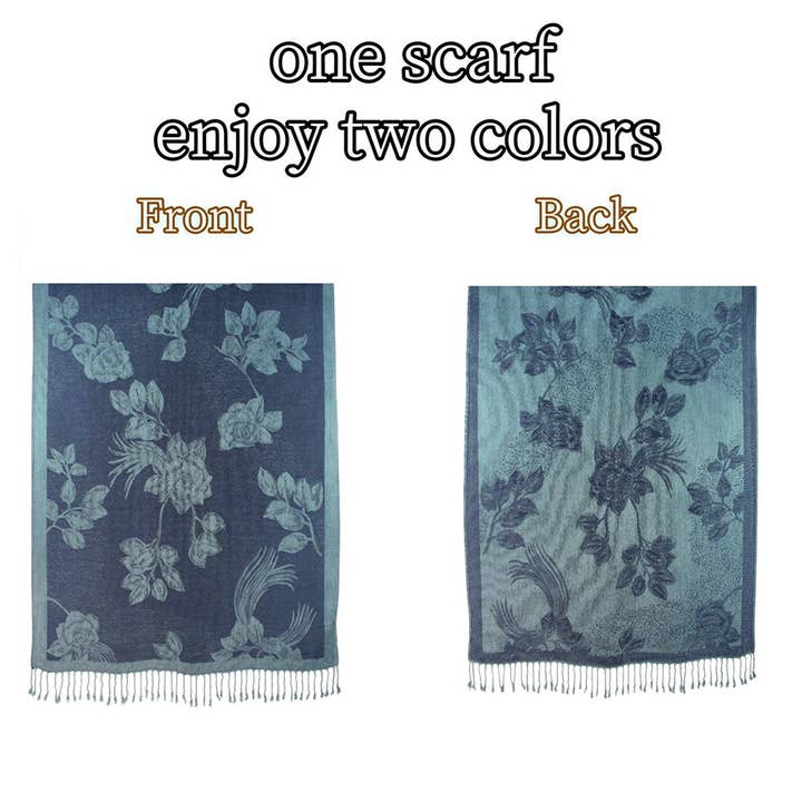 Sensibling Corp. - Wholesale Scarf – Women's - Rose Floral Pashmina Reversible Scarf Shawl36