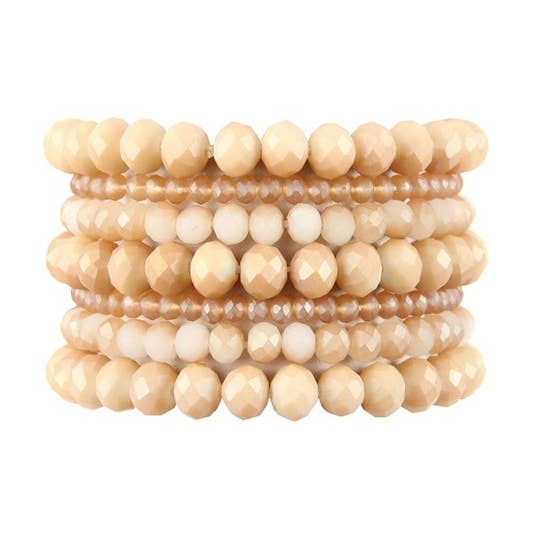 Love and Repeat - Wholesale Beaded Bracelet - SEVEN LINES GLASS BEADS STRETCH BRACELET