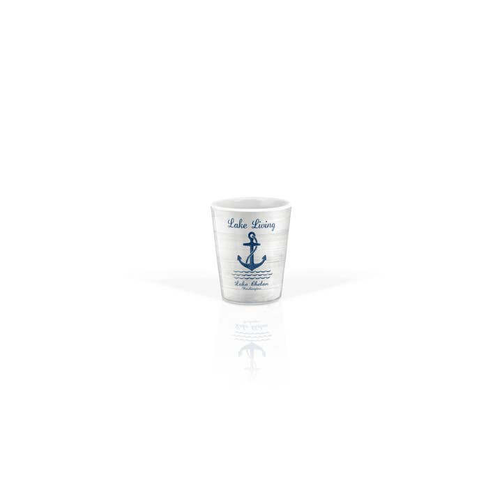 Customizable Ceramic Shot Glass 2oz: Anchor With Waves for wholesale by Matrix