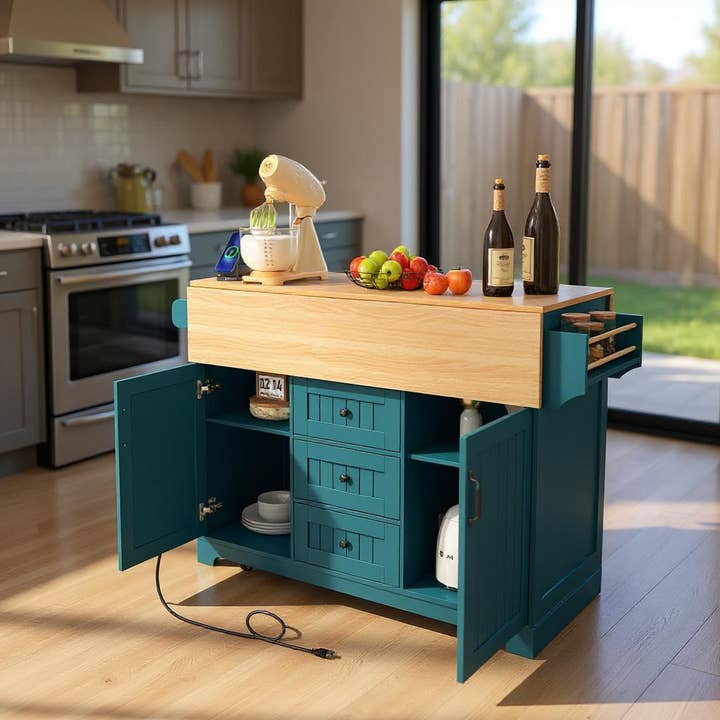 HOMYCASA DESIGN INC - Wholesale Kitchen Storage/Organizer - Large Kitchen Island Rolling Cart with Drop Leaf Storage1