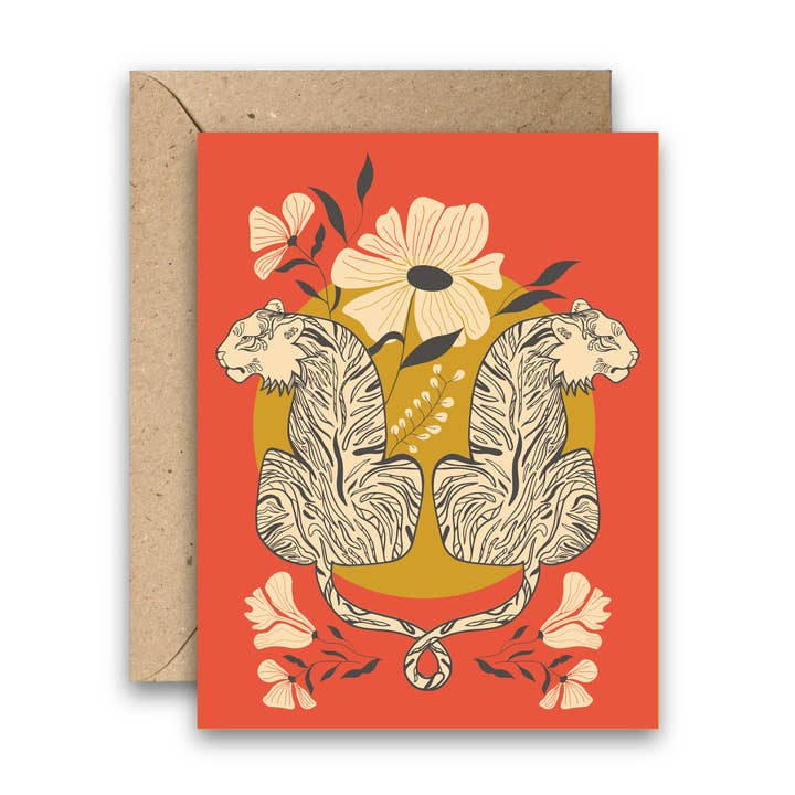 Sammanflätade tigrar – Kärleks- och vänskapskort för wholesale av Amicreative