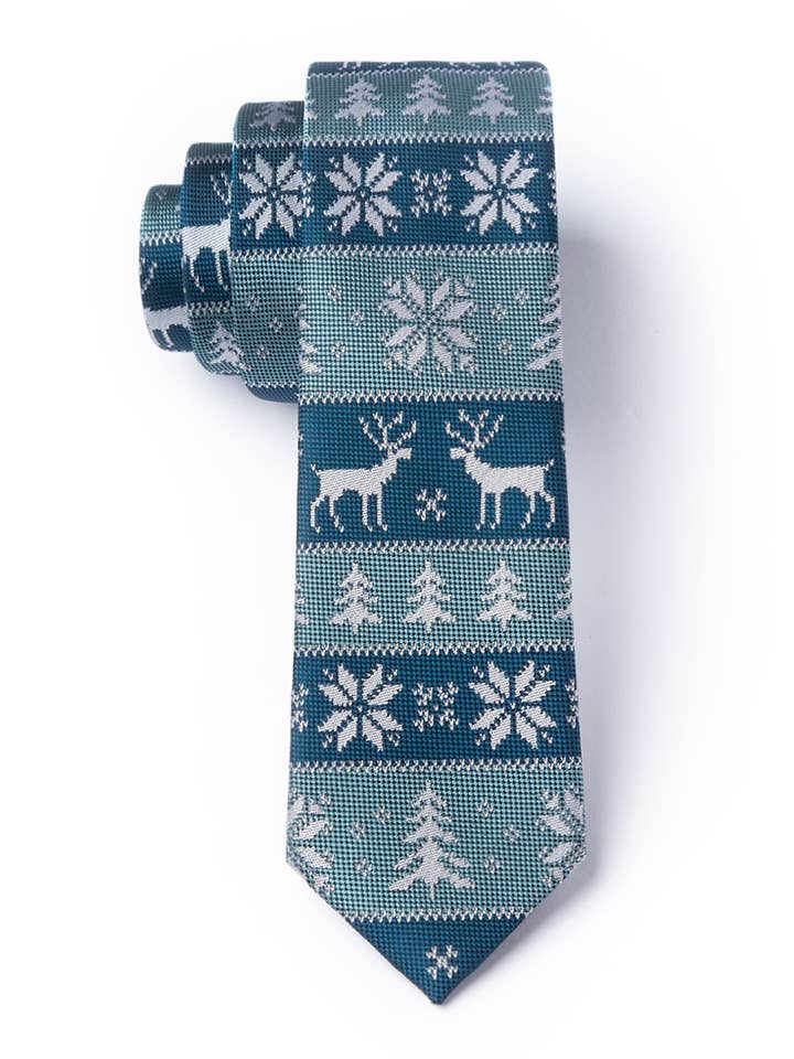 Less Ugly Christmas Maglione Skinny Cravatta - Microfibra verde acqua per la vendita all'ingrosso da parte di Wild Ties