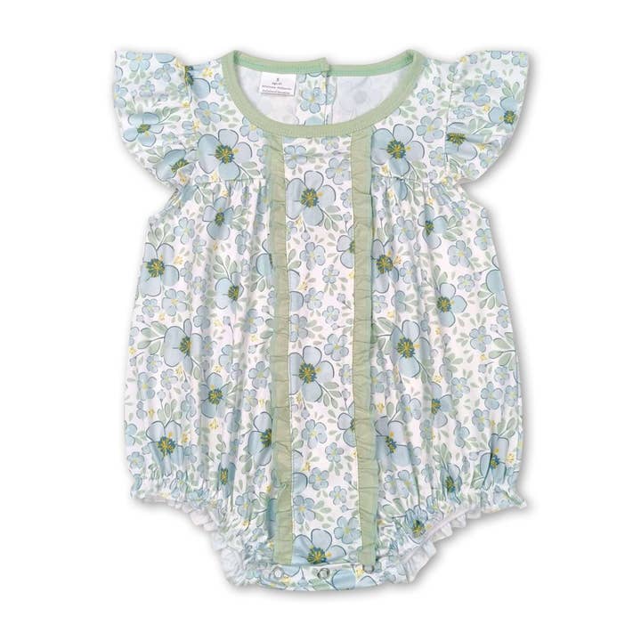 Yawoo Garments - Wholesale Bodysuit (Non-Footed) - Baby - Flutter sleeves floral baby girls summer romper