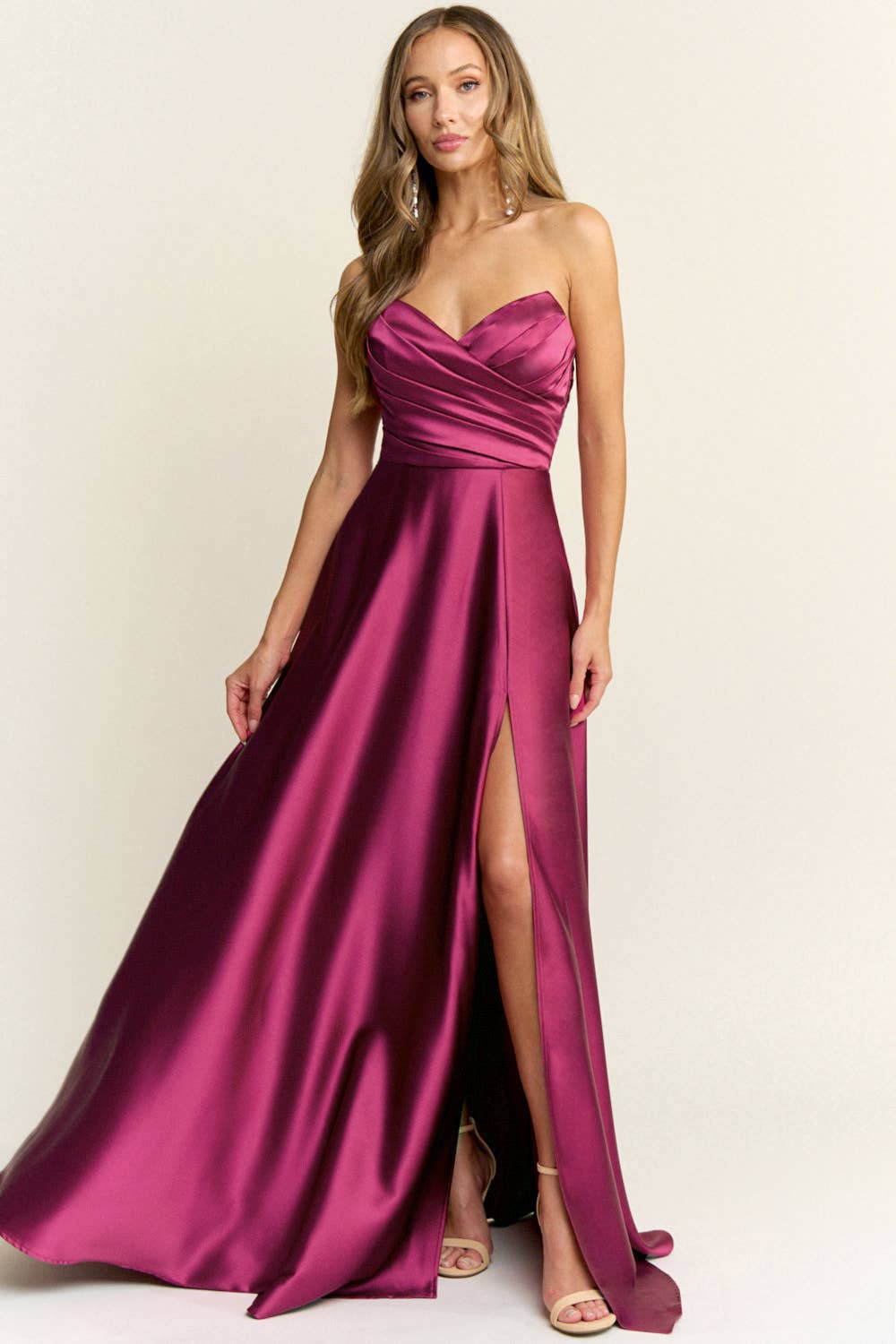 Maniju - Wholesale Gown - Women's - SWEETHEART NECKLINE SATIN MAXI DRESS1