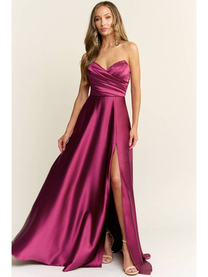 Maniju - Wholesale Gown - Women's - SWEETHEART NECKLINE SATIN MAXI DRESS1