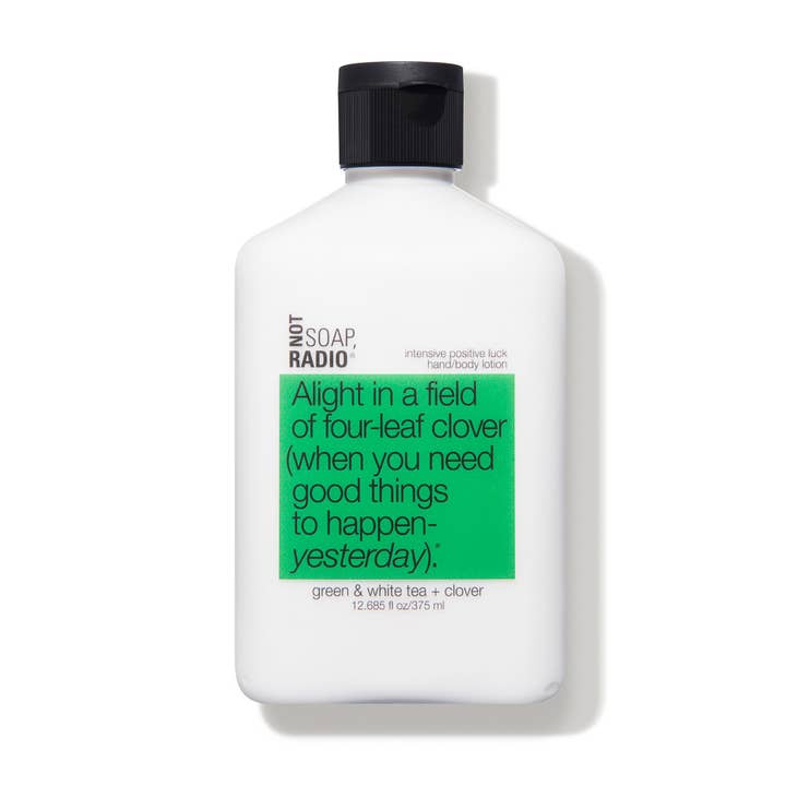 Alight in a field of four-leaf clover hand/body lotion for wholesale by Not Soap, Radio