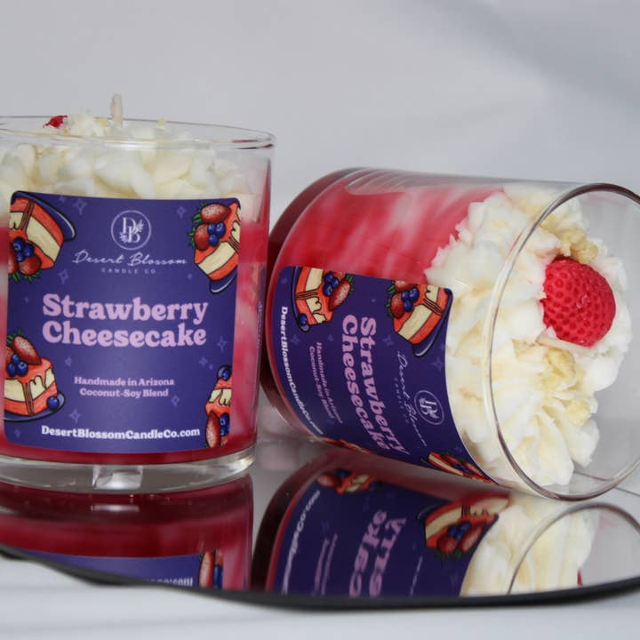Desert Blossom Candle Company - Wholesale Novelty Candle - Strawberry Cheesecake Scented Dessert Whipped Candle