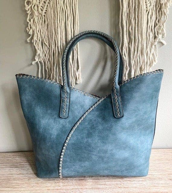 MiMi Wholesale - Wholesale Tote Bag - Women's - COL001-2 2-in-1 Stitch Trim Detail Shoulder/Tote Set Bag12