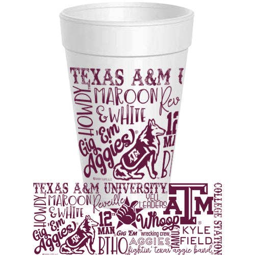 Texas A&M - Traditions Font Wrap - 10 pack for wholesale by Sassy Cups