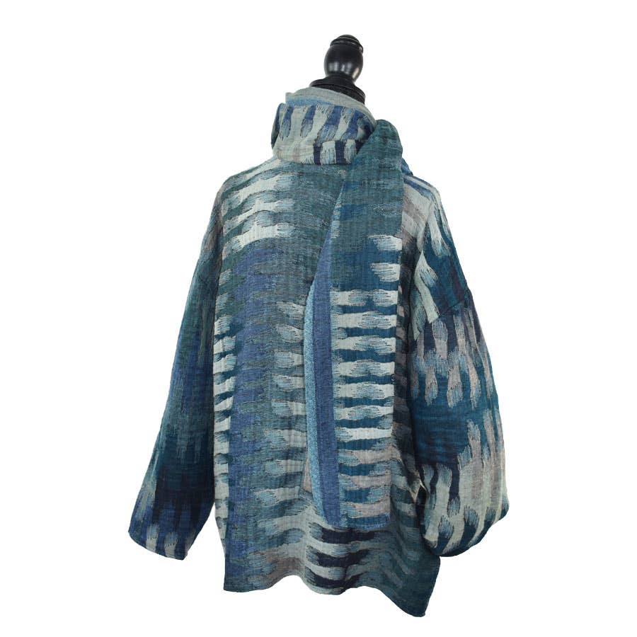 Dupatta Designs - Vente Manteau – femme - Veste-pull ample à fermeture éclair avec écharpe intégrée1