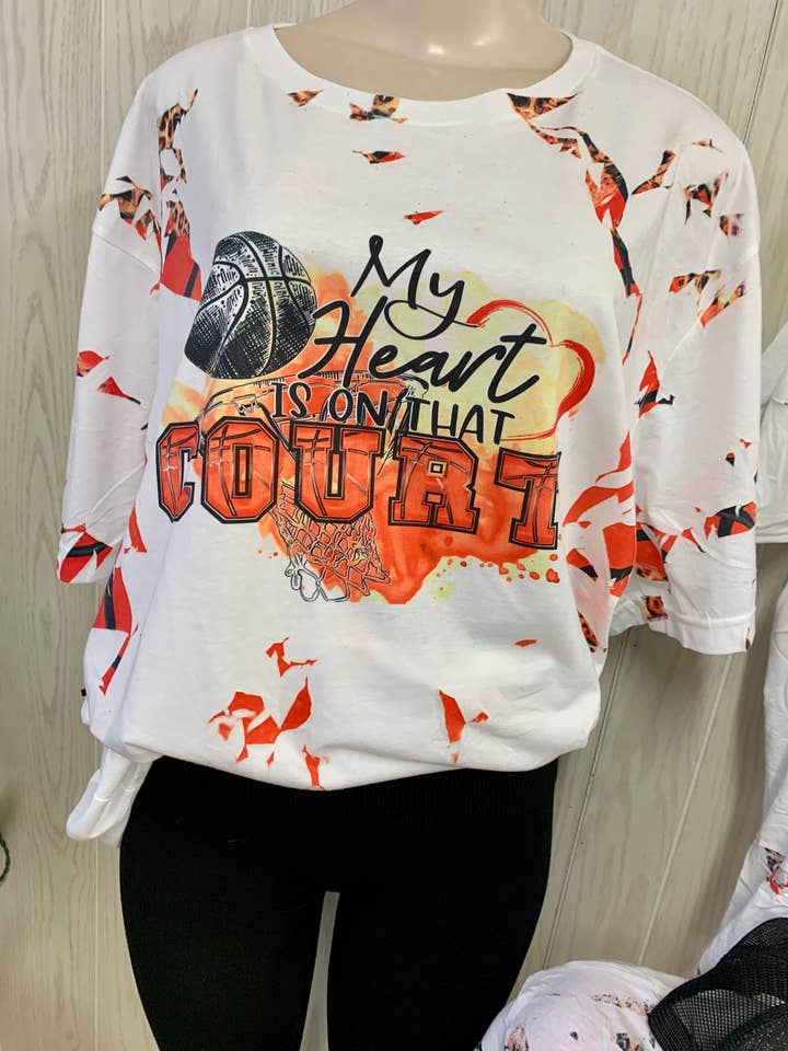 My heart is on that court Basketball Tee for wholesale by The leopard shack