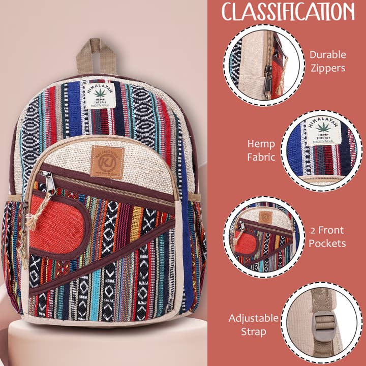 Lungta Imports - Wholesale Backpack - Women's - Handmade Natural Hemp Nepal Daypack Purse for Women & Girls3