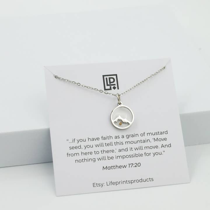 Life Prints Products - Wholesale Pendant/charm necklace - Mountain mustard seed necklace for women, waterproof 0