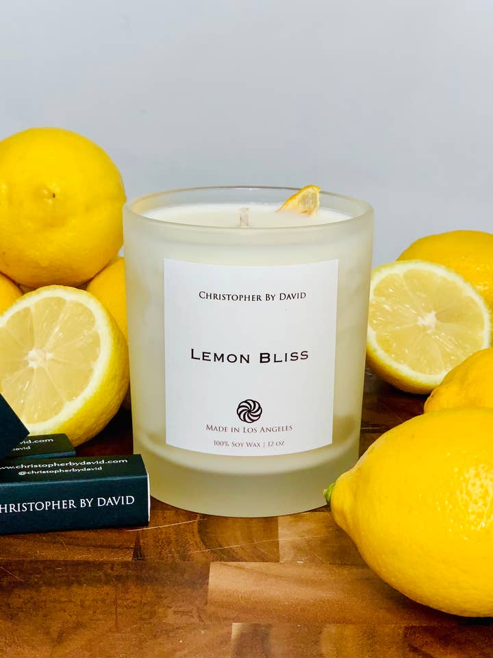 Lemon Bliss - Bougie 100 % cire de soja 12 oz pour la vente par Christopher By David