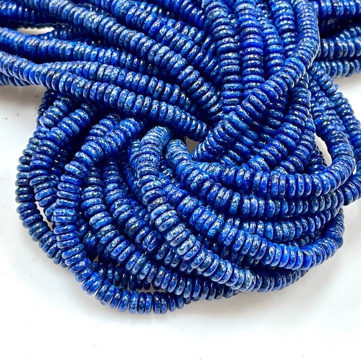 6mm Lapis Quartz Gemstone Heishi Tire Beads Strands for wholesale by TRIVENI USA INC