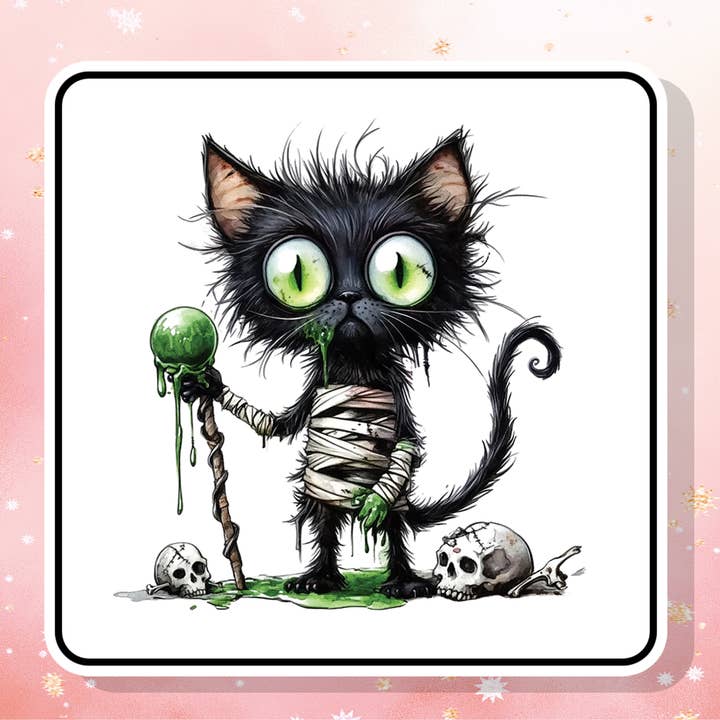 Autocollant en vinyle Chat Zombie Noir Chat Zombie Amusant pour la vente par London Luxury Candles