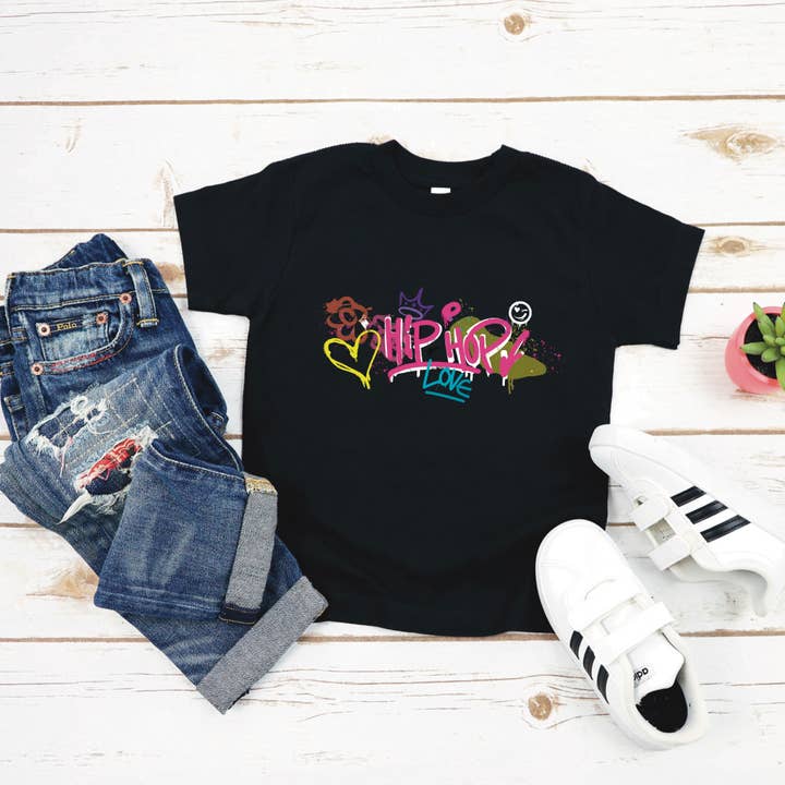 jenni lynn – Großhandel T-Shirt mit Siebdruck – Kinder – Hip Hop Tanzshirt Graffiti für Kinder, trendiger Komfort, Farben