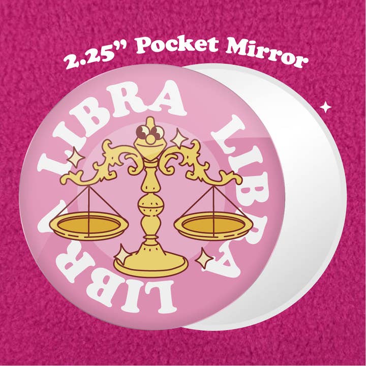 Libra Astrology 2.25" Pocket Mirror for wholesale by Bewilderment