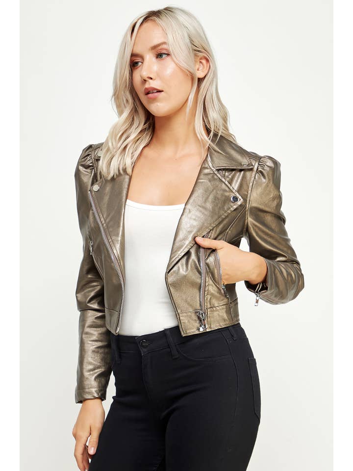 Strut & Bolt – Großhandel Lederjacke – Damen – Jacke aus Kunstleder mit Puffärmeln