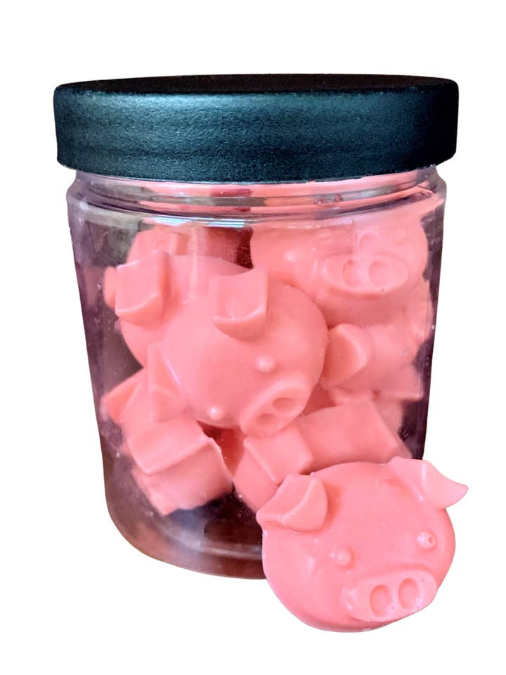 Mini Pig Soaps in a Jar for wholesale by Plunk Soap and Candle Company