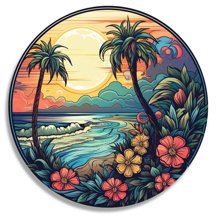Sticker Art - Vente Autocollant - Sticker Tropical Beach