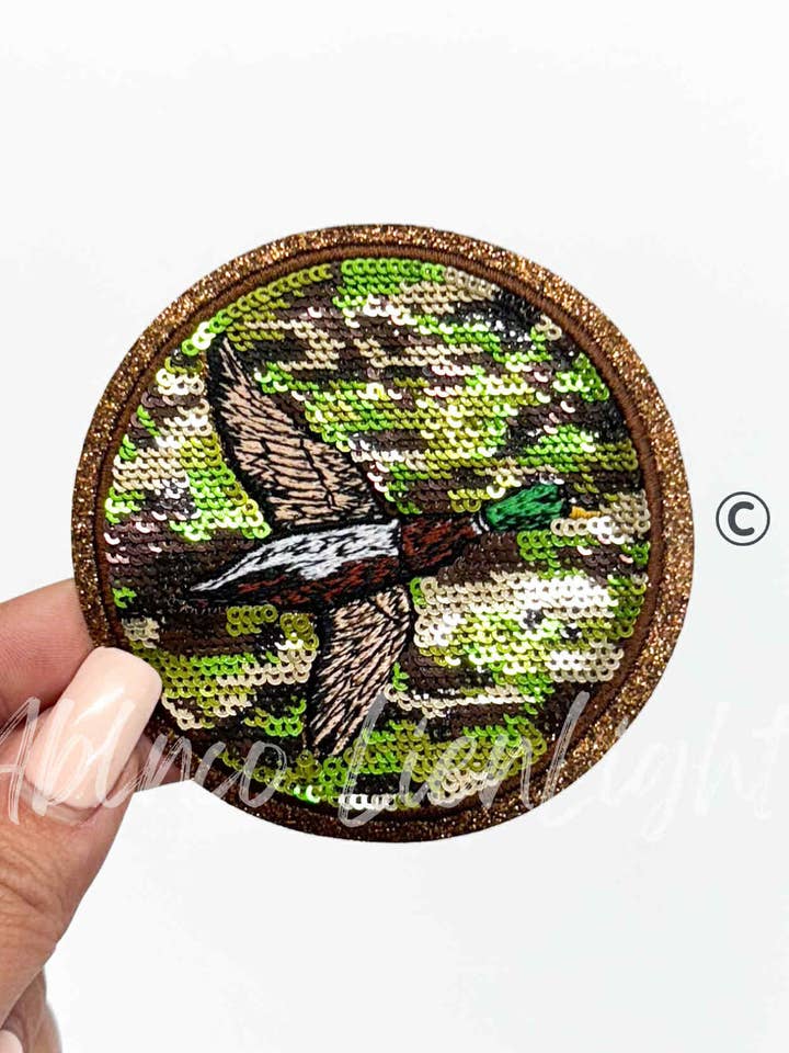 Mallard Duck Hunting Camo Sequin Patch for wholesale by ABLNco