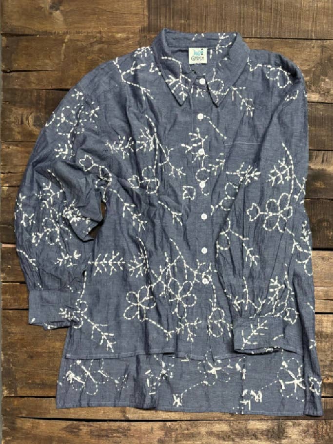 Blue Gardens Embroidered Top for wholesale by Jaded Gypsy