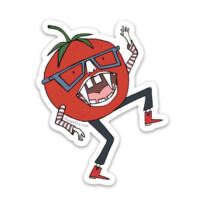 Wild Fanged-Tomato Dancer Vinyl Sticker for wholesale by Sloe Gin Fizz