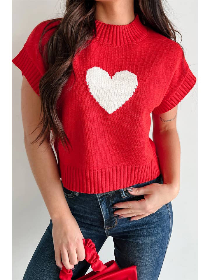 LA Society - Wholesale Knit Sweater - Women's - LAS Valentine Heart Graphic Cropped Sweater (S-XL)1