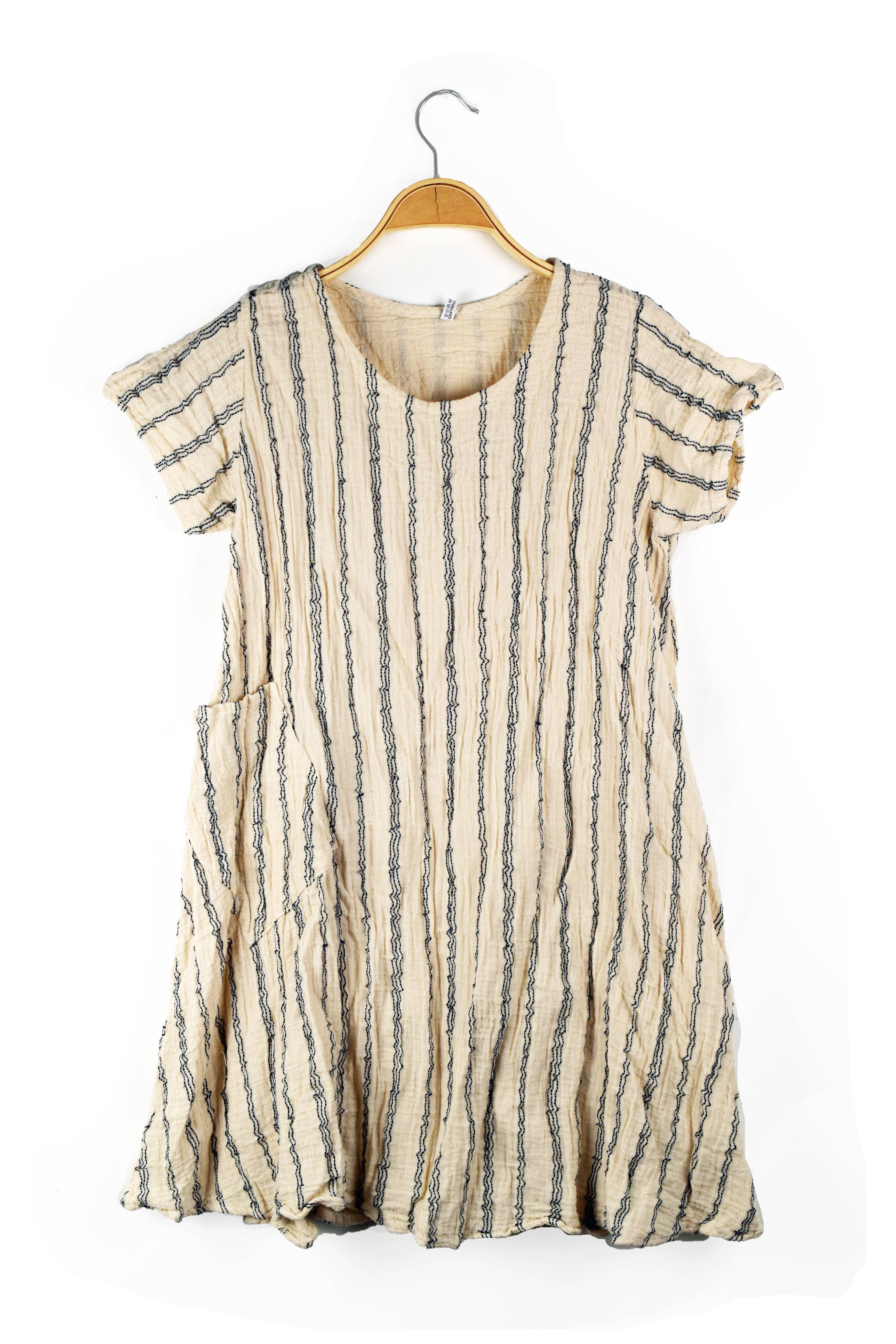 Nusantara Inc. - Wholesale Dress - Women's - Double Cotton Striped Dress-06198 (S/M, L/X, XXL)2