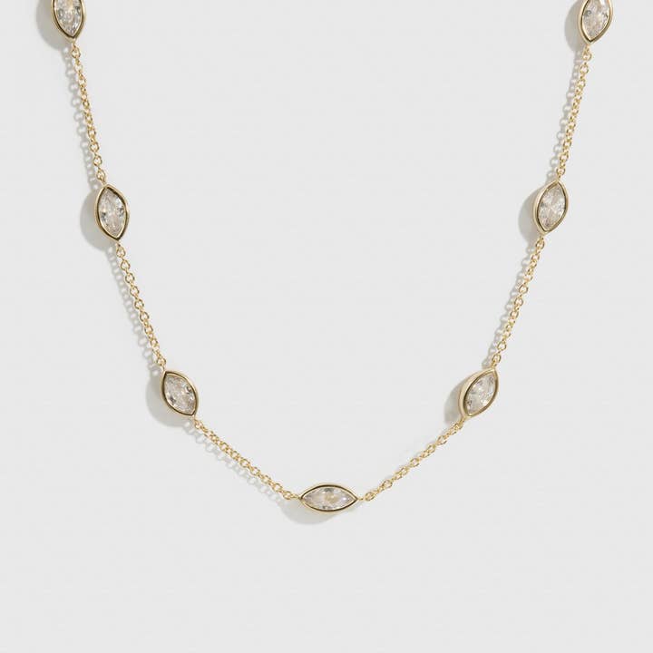 Marquise-sleben Multi Bezel Halskæde for engroshandel hos DRAE COLLECTION