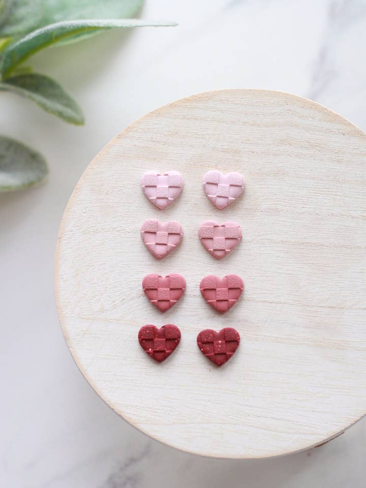 Checkered Heart Studs for wholesale by Ruthie and Co.