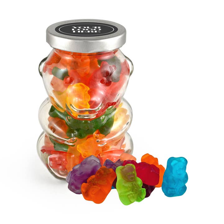 Gummy Bear Glass Jar (24 count) for wholesale by In-Room Plus