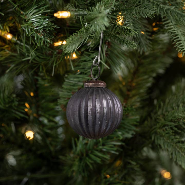 Ragon House - Wholesale Ornament - 2" BLACK RIBBED KUGEL ORNAMENT