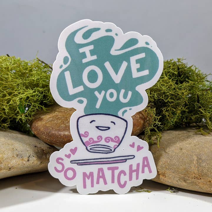 I Love You So Matcha Tea Beverage Sticker - 2.5" for wholesale by Mimic Gaming Co